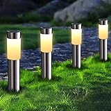 Joomer Solarlampen für Außen 4 Stück Edelstahl LED Solarleuchten Garten...