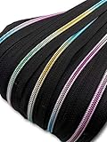 Reißverschluss endlos Spirale Regenbogen 5mm Meterware mit Zipper...