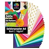 OfficeTree 360 x Seidenpapier A4 in 26 Farben - Seidenpapier Bunt zum...