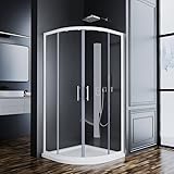 Duschkabine Rund mit Schiebetür 90x90cm, Runddusche Viertelkreis Dusche...