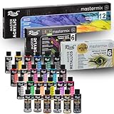 Rich Mastermix Acrylfarben-Set - 12 Farben x 60 ml + Neon Acrylfarben-Set -...