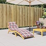 Rantry Sonnenliegen-Auflage Rot Karomuster 186x58x3 cm Oxford-Gewebe...