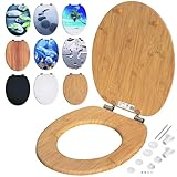 CASARIA® Toilettendeckel mit doppelter Absenkautomatik MDF rostfreie...