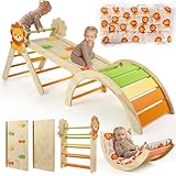 7-in-1 Montessori Kletterdreieck Set mit Rutsche, Kletterbogen & weichem...