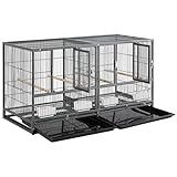 Yaheetech Großer Vogelkäfig Vogelvoliere Papageienkäfig Doppelkäfig...
