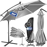 KESSER® Alu Ampelschirm LED Solar Ø350cm Inkl. Abdeckung Fernbedienung...