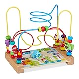 Relaxdays Motorikschleife, Holz Motorikspielzeug, Fahrzeugmotiv, ab 3...