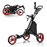 COSTWAY Golf Trolley, 3 Rad Golftrolley, Golfwagen Golf klappbar, Golfcaddy...