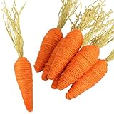 BETESSIN 6 Stück Mini Möhren für Ostern - Künstliche Karotten aus Jute...
