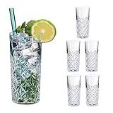 Relaxdays Longdrinkgläser, 6er Set, 300 ml, geschliffene Trinkgläser,...