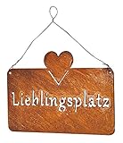 levandeo Schild Lieblingsplatz 25x16cm Herz Garten-Deko Rost Rostdeko...