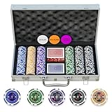 Homwom Poker-Set 300-teilig: Laserpokerchips in verschiedenen Werten und...