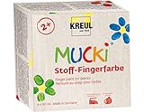 Kreul 28400 - Mucki leuchtkräftige Stoff - Fingerfarbe, 4 x 150 ml, gelb,...