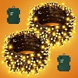 Gcstnn Lichterkette Batterie Außen, 2 Stück Insgesamt 10M 100LED...