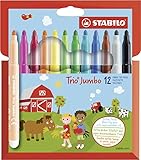 Dicker Filzstift - STABILO Trio Jumbo - 12er Pack - mit 12 verschiedenen...