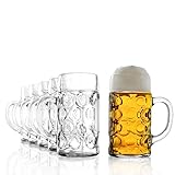 Stölzle Oberglas Bierkrug ISAR / 6er Set Bierkrüge 1 Liter/Stabiler Bier...