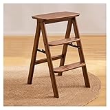 3-stufige faltbare Holz-Trittleiter, 2-in-1, tragbarer rutschfester...