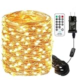 10M LED Lichterkette aus Kupferdraht 100LEDs Warmweiß Lichterkette mit...