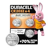 Duracell CR2032 Knopfzellen, CR 2032 Lithium Knopfzelle 3 V (4 Stück),...
