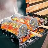 OWZ Rollendes Grillkorb Set - 2 Stück Grillkorb Edelstahl mit Holzgriff -...