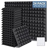 Ohuhu Akustikschaumstoff Akustikpaneele 24 Stück mit Aufkleber, 30 x 30 x...