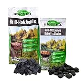 Set Grillkohle – 2,5 kg Holzgrillkohle + 2 kg Buchen-Holzkohlebriketts...