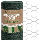 GardenGloss Maschendrahtzaun 100cm Höhe - PVC-Beschichtet Sechseckgeflecht...