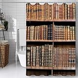 Duschvorhang 120 x 200 cm Retro-Bücherregal Duschvorhang Bibliothek Bad...