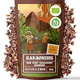 NaturaleBio Roh Kakao Nibs 1Kg. Organic Raw Cacao Nibs. Rohkost, natürlich...