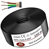 5m bis 170m NYY-J 3x1,5 mm² Erdkabel Starkstromkabel Elektrokabel Ring zur...