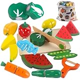 huruirui KinderküChe Zubehör Spielzeug,Hölzernes Schneiden Sie Obst und...