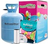 Helium Ballongas für bis zu 50 Ballons + 50 bunte Latexballons (Ø 25cm) +...