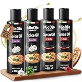 MioOlio Gewürzöl Set – 2×200 ml Knoblauchöl & 2×200 ml Chiliöl –...