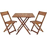 Casaria® Balkon Set 2 Personen Wetterfest Vormontiert 3-TLG Holz Klappbar...