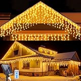 Solar Lichterkette Aussen, 5M Wasserdichte Vorhang Lichter 8 Modes 128 LEDs...