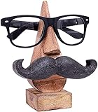 Ajuny Brillenhalter aus Holz, Nasenform, handgeschnitzt, Schnurrbart,...
