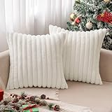 MIULEE Plüsch Kissenbezug 40x40 Weihnachten Deko Flauschige Kissenbezüge...