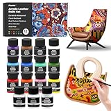 Funto Acryl Lederfarbe Set 12 Farben mit Lederreiniger, 2...