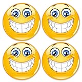 4er Set Smile-Aufkleber smile I kfz295 I rund Ø 5 cm I Sticker lachend...