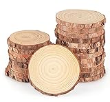 ilauke Holzscheiben 16 Stück, 9-10cm Baumscheibe Holzplatte Rund, Kleine...