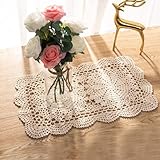 Handgefertigte gehäkelte Baumwoll-Spitzendeckchen, 26,7 x 43,2 cm, 2...