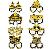 Favritt 8 Stück 2026 Neujahr Brille Gold Schwarz Party Brillen für...