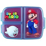 p:os Super Mario Brotdose für Kinder mit 3 Fächern, Lunchbox aus...