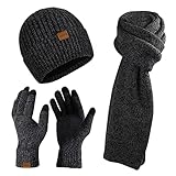 AISHNA Mütze, Schal Handschuh-sets für Damen Herren,...