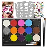 Jsdoin Kinderschminke Set, Waschbar 15 Farben Schminkfarben Schminkpalette...