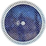 Saharashop Orientalischer Mosaiktisch Rund Ø 60 cm Fleur Blau-Natur,...