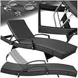 tectake® Polyrattan Sonnenliege, Gartenliege mit 5-Fach Verstellbarer...