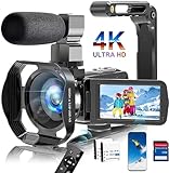 Videokamera 4K 60FPS WiFi Camcorder HD 48MP Webcam IR Nachtsicht Vlogging...