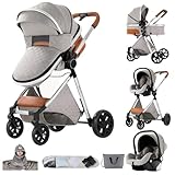MoLi Kinderwagen 3 in 1, Kinderwagen Set Umkehrbarem Doppelschiebemodus,...