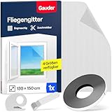 GAUDER Fliegengitter für Fenster (130 x 150 cm | schwarz) aus Polyester |...